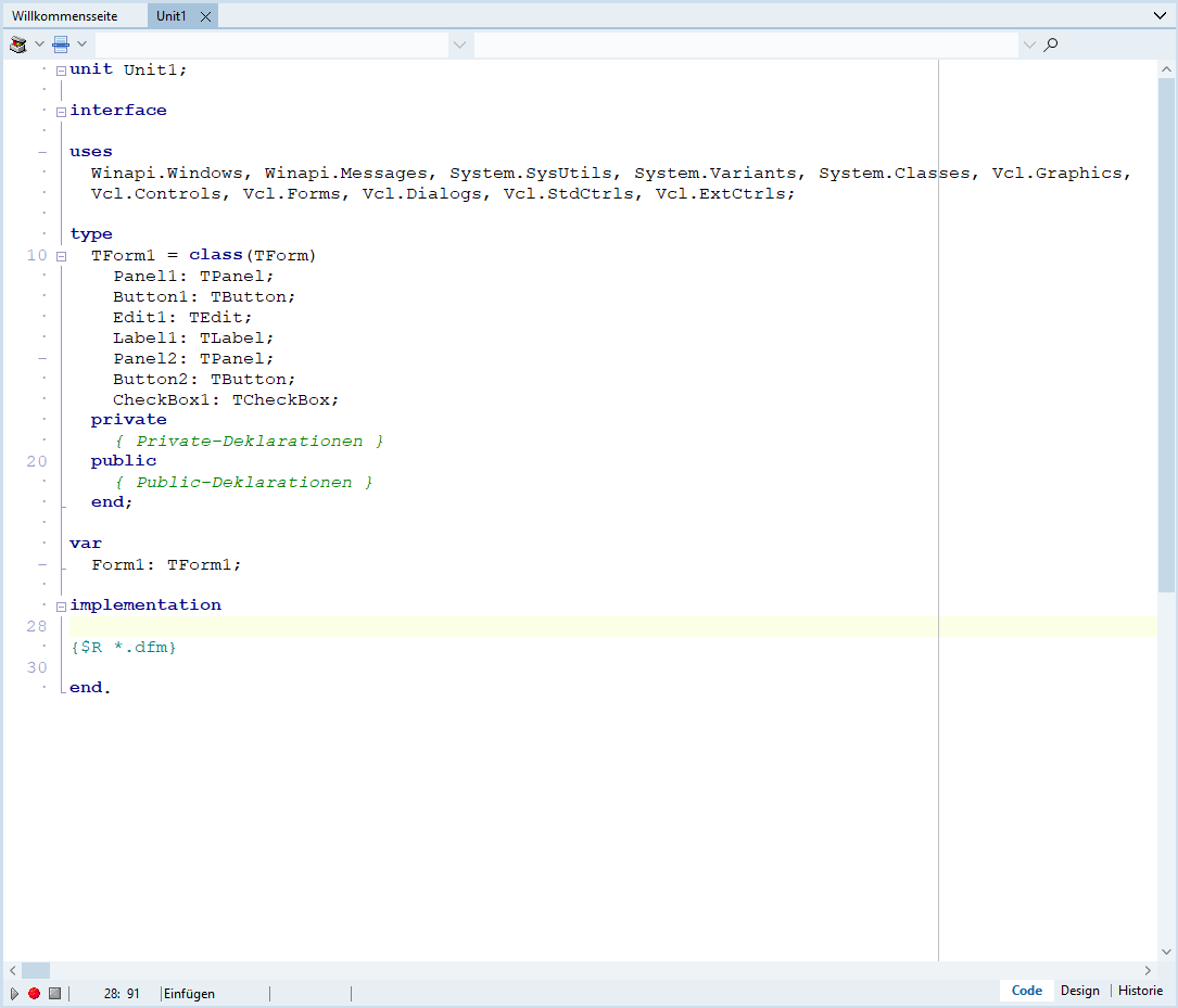 Screenshot von Delphi 10.3 Community-Edition